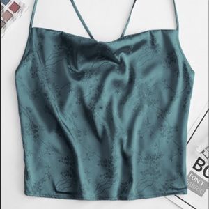 Zaful Flower Jacquard Crop Camisole